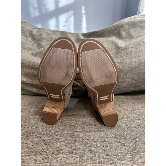 Toms Lunata Suede Ankle Boot Womens 11 Stacked Heel Taupe - Picture 10 of 11